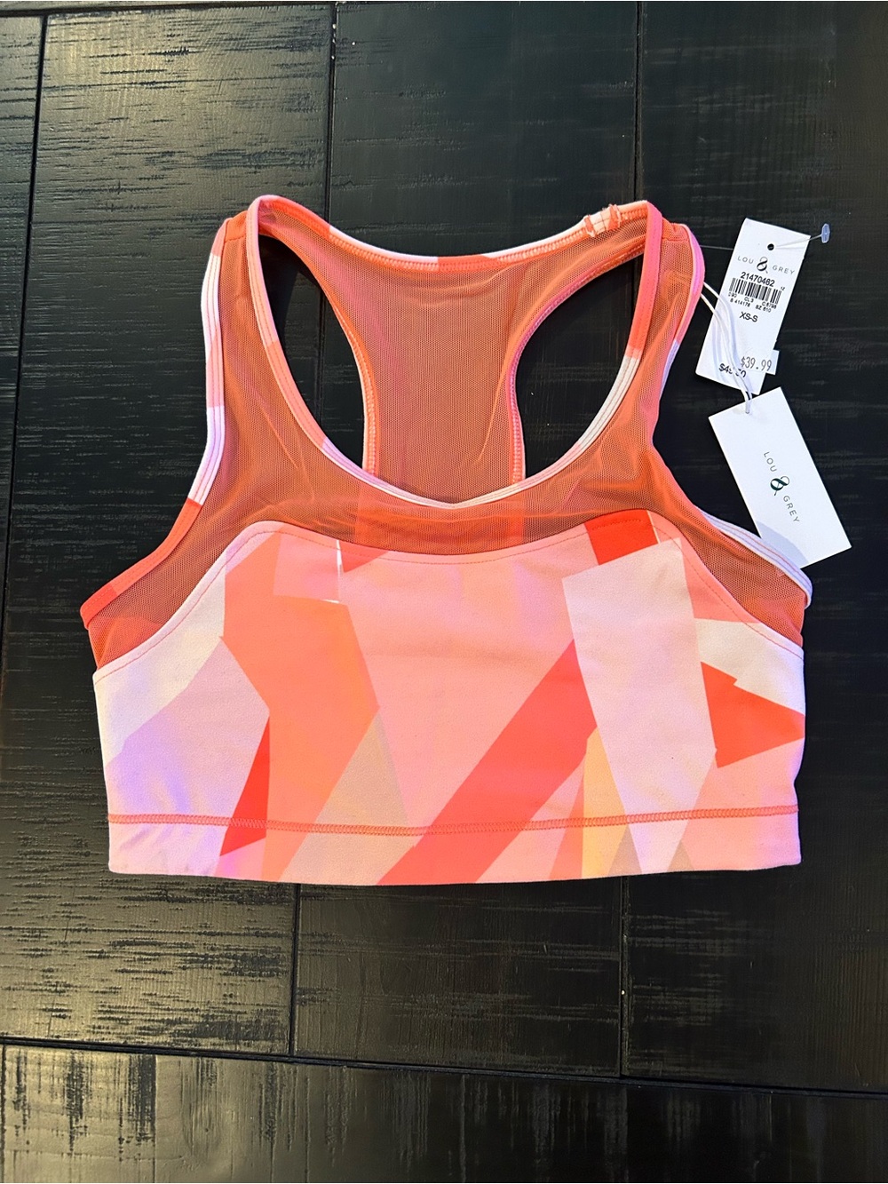 Lou & Grey Coral & Pink Geometric Racerback Sports Bra